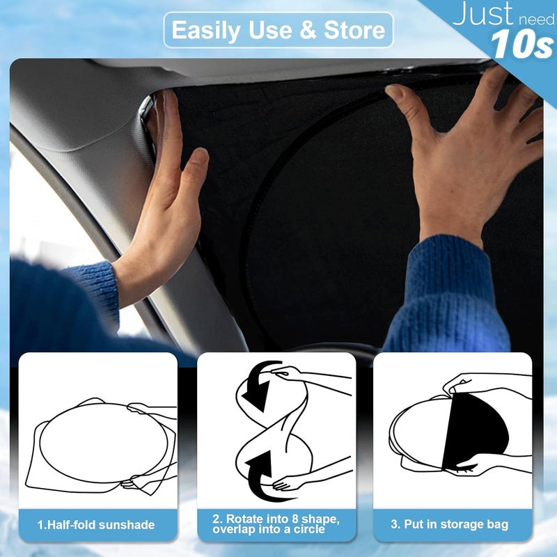 INSAUTO Windshield Sun Shade for Honda Fit 2007-2020 2021 2022 2023 2024 Sun Visor Protector Foldable Window Sunshade for Honda Fit Hybrid Sport Windshield Cover Car Sun Shields Block UV Rays - Image 3